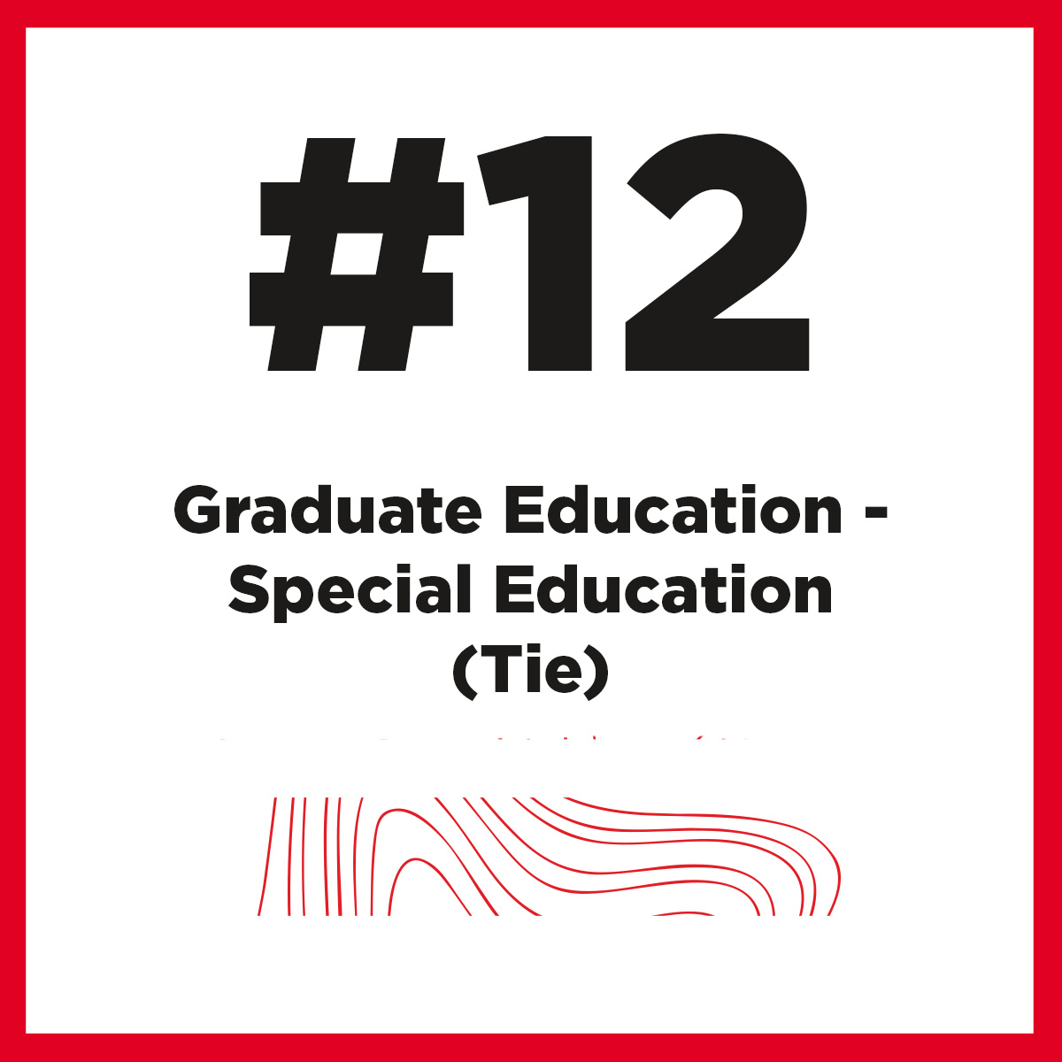 Top Ranked Program as #12 for Graduate Education-Special Education (Tie)
