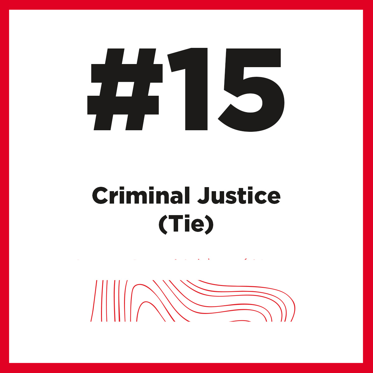 Top Ranked Program as #15 for Criminal Justice (Tie)