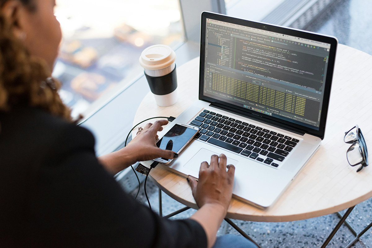 Female using laptop