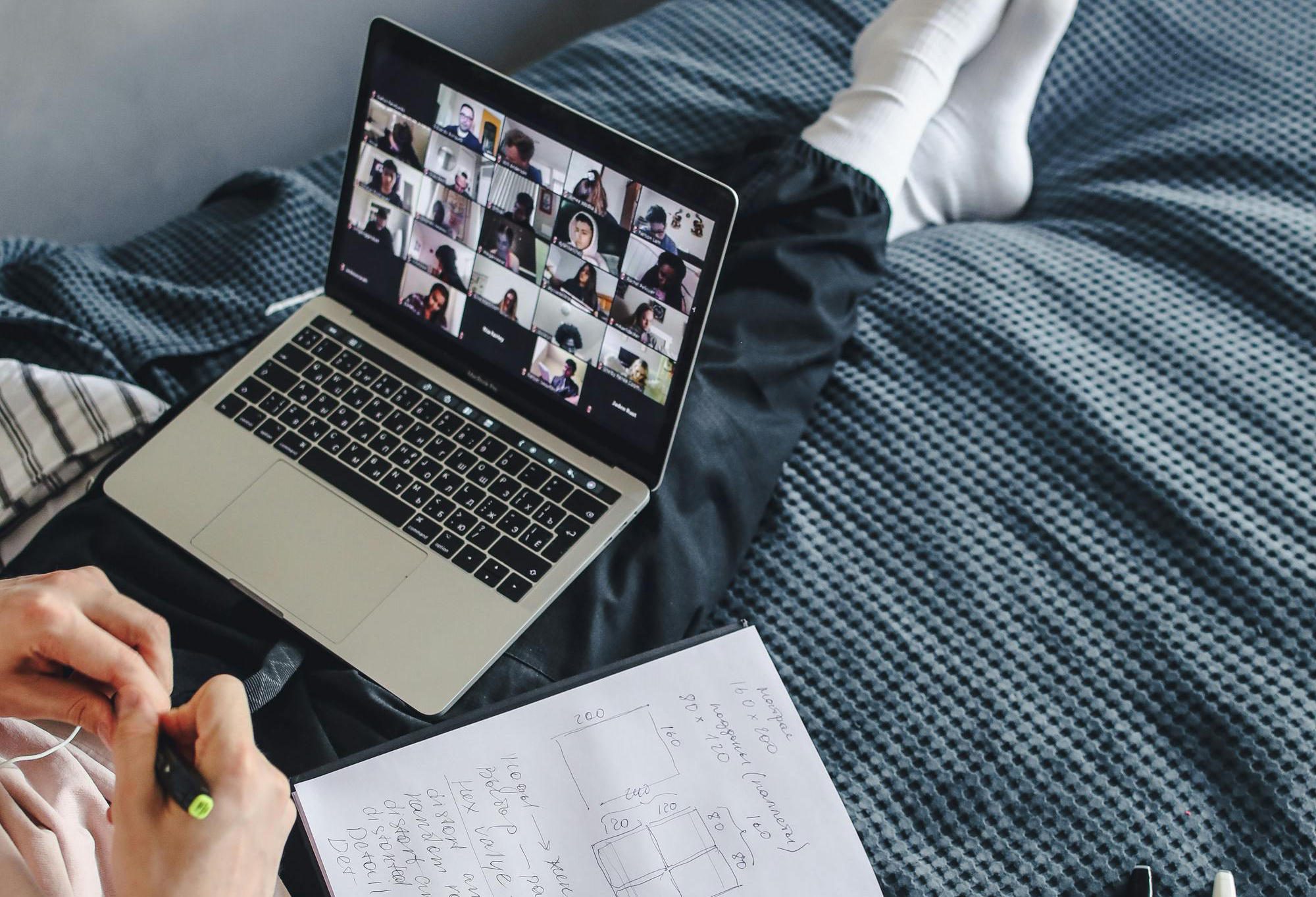 Virtual meeting on laptop
