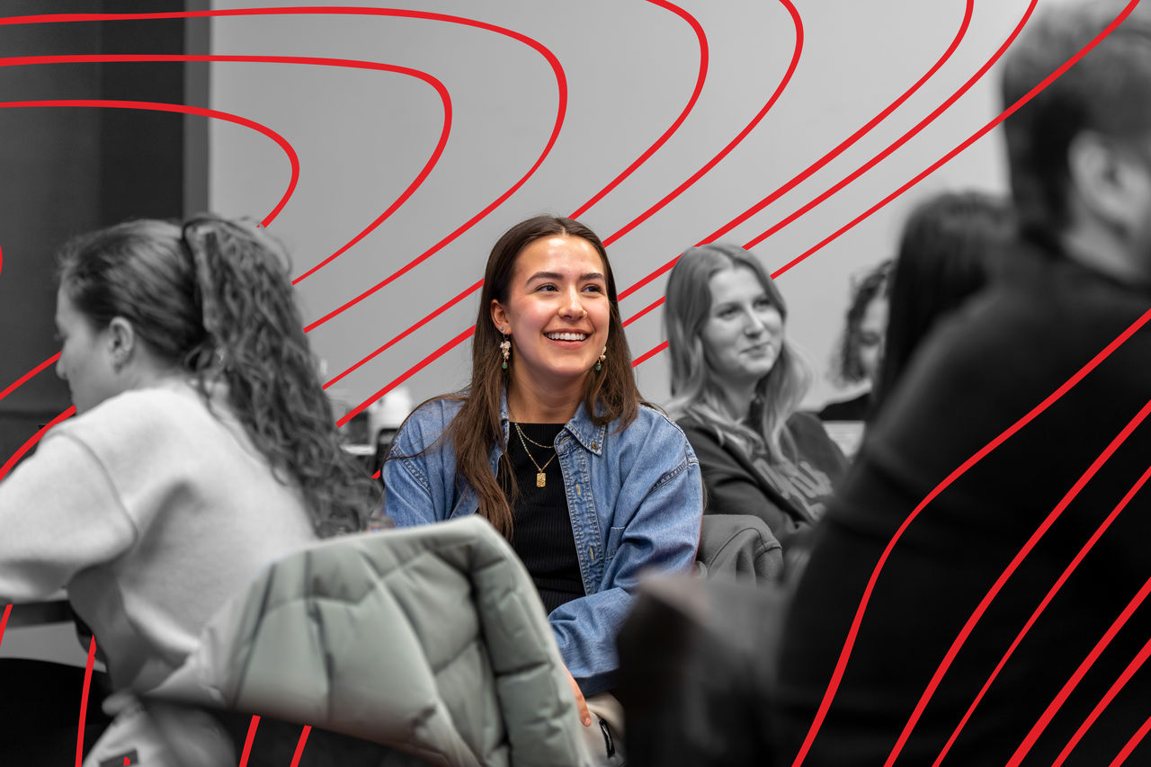 Student smiling in class